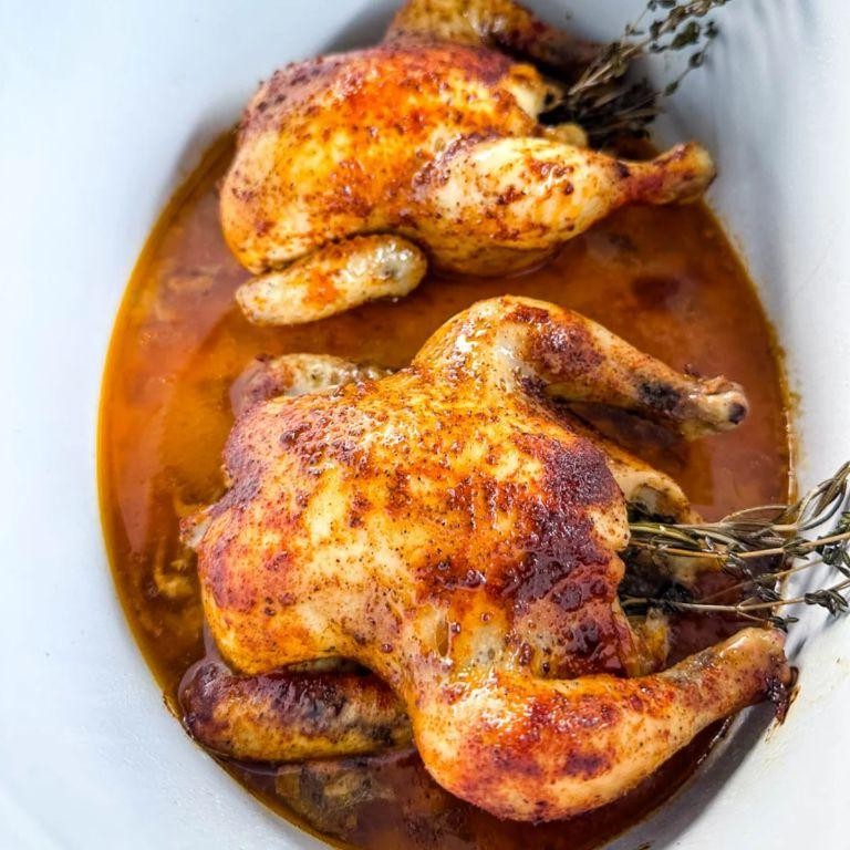 Sticky Asian BBQ Crock Pot Cornish Hens