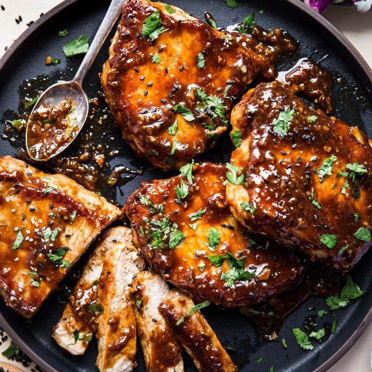 Sticky Hoisin Glazed Pork Chops