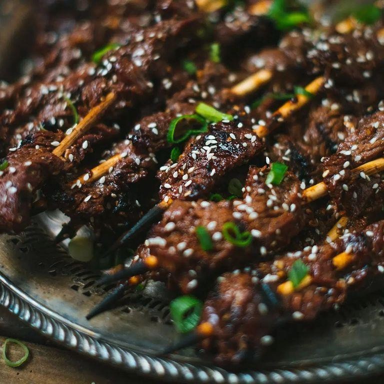 Sticky Umami Teriyaki Beef Skewers