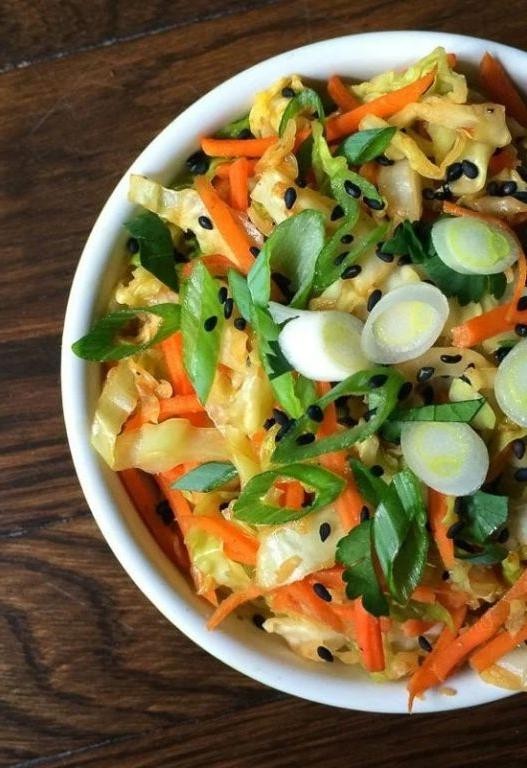 Stir-Fried Cabbage and Carrots with Sesame