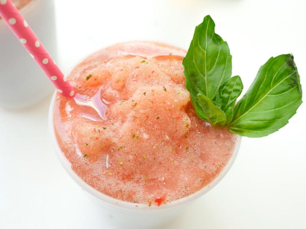 Strawberry Basil Slush with a Hint of Lime