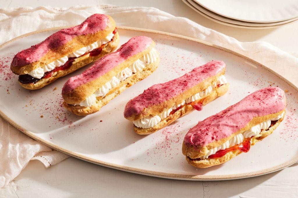 Strawberry Cream Éclairs with Fresh Berries
