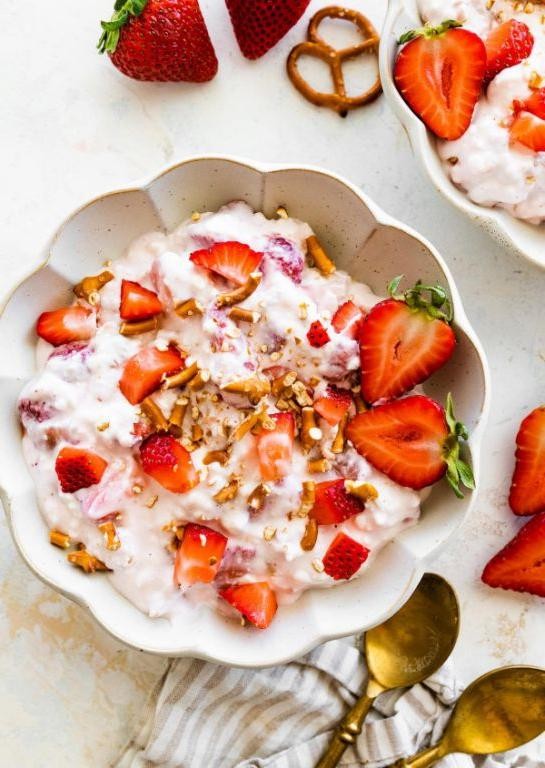 Strawberry Pretzel Salad with Greek Yogurt