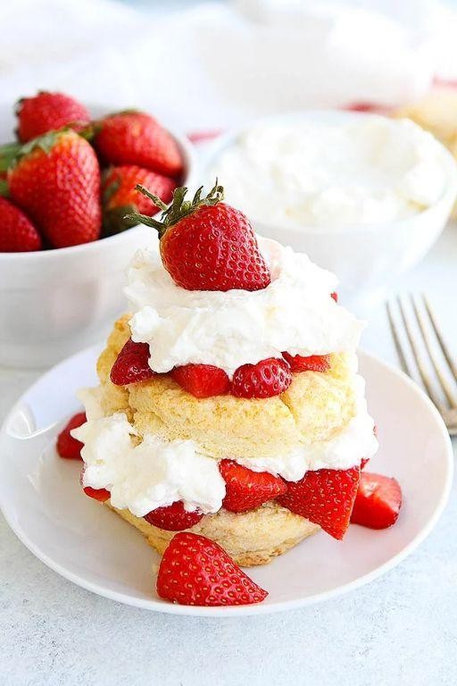 Strawberry Shortcake with Light Whipped Cream