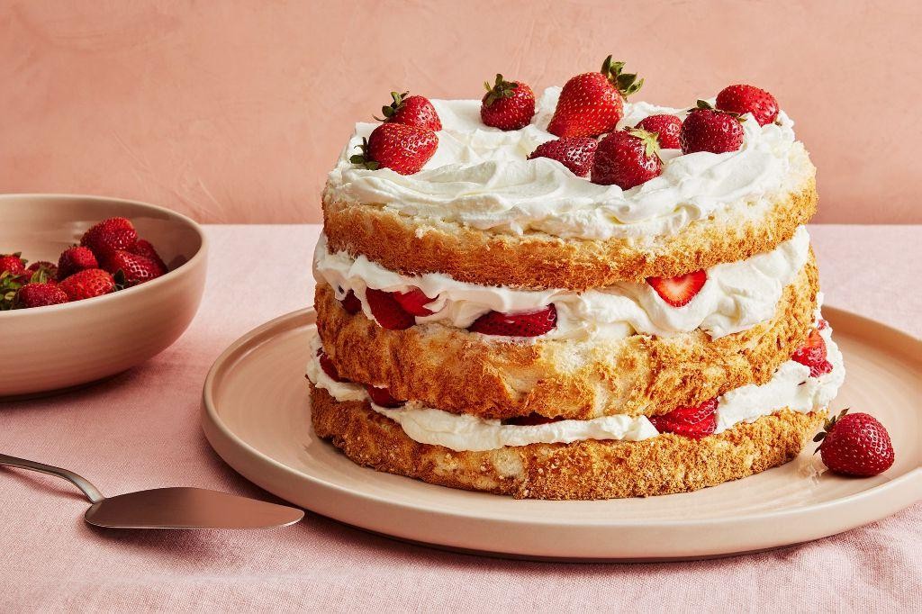 Strawberry and Cream Angel Food Cake