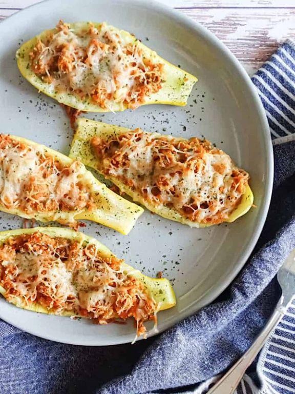 Stuffed Baked Yellow Squash Boats