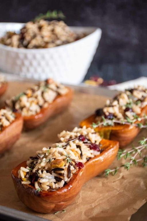 Stuffed Butternut Pumpkin with Wild Rice and Cranberries