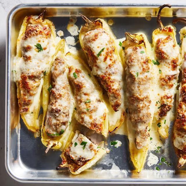 Stuffed Canned Banana Peppers with Rice and Cheese