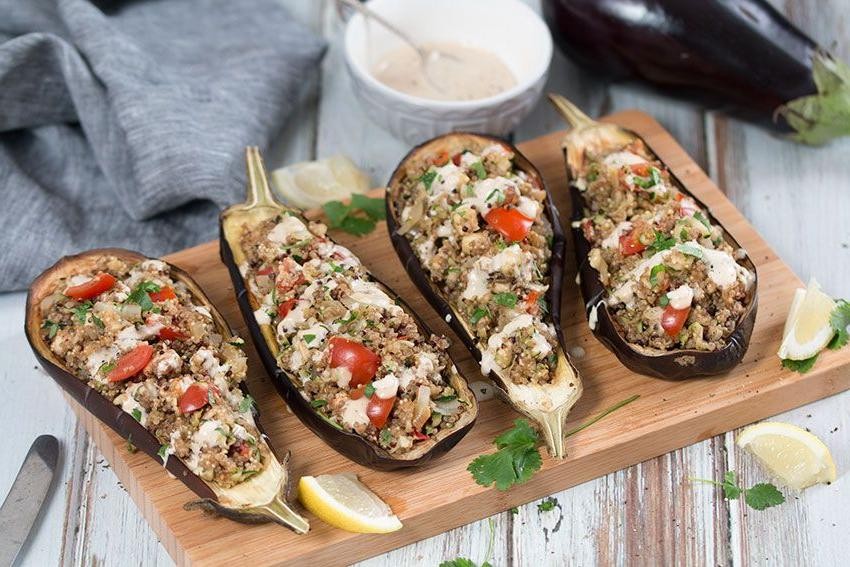 Stuffed Eggplant with Quinoa and Veggies