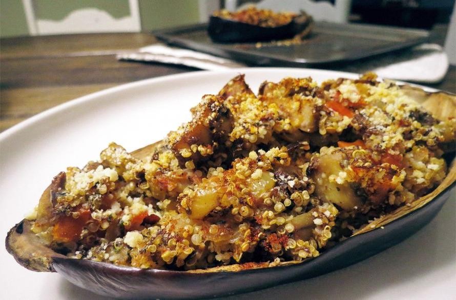 Stuffed Ichiban Eggplant with Quinoa and Vegetables