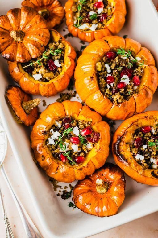 Stuffed Sugar Pumpkin with Quinoa and Feta