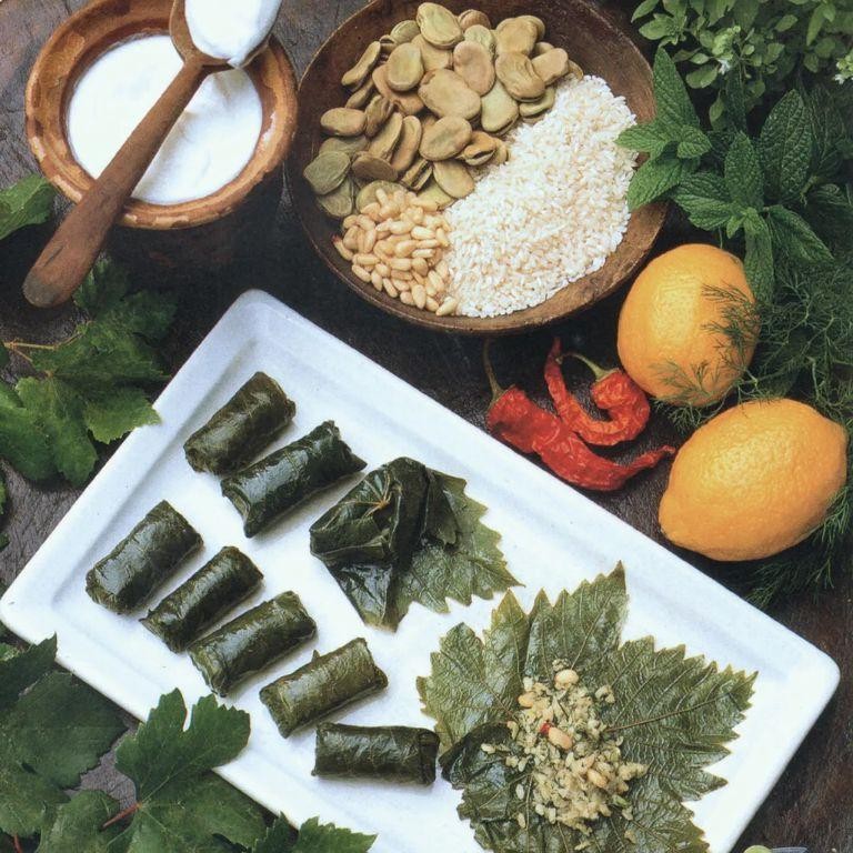 Stuffed Vine Leaves with Fava Beans