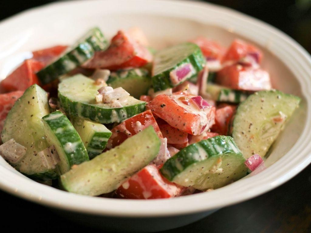 Summer Fresh Cucumber Tomato Mayo Salad