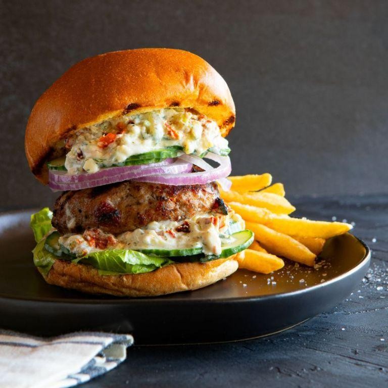 Sun-Dried Tomato and Olive Tapenade Sirloin Burger