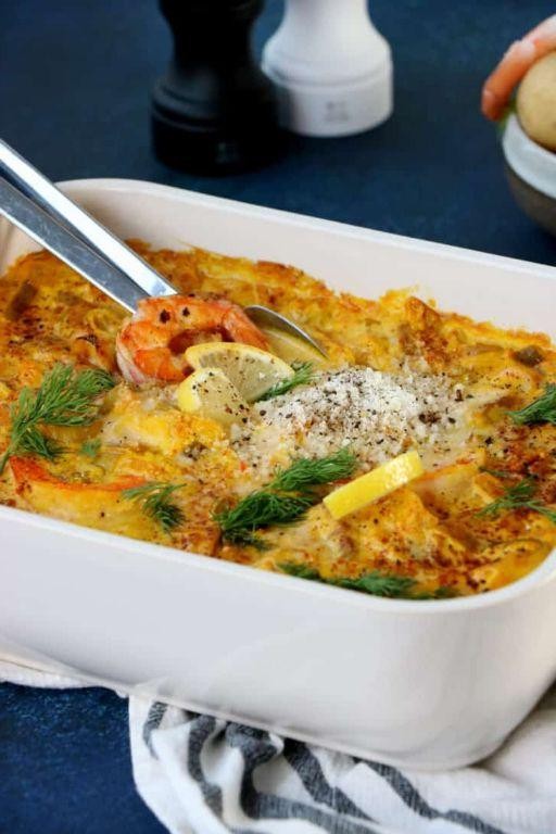 Swedish Fish Ball Casserole with Dill Sauce