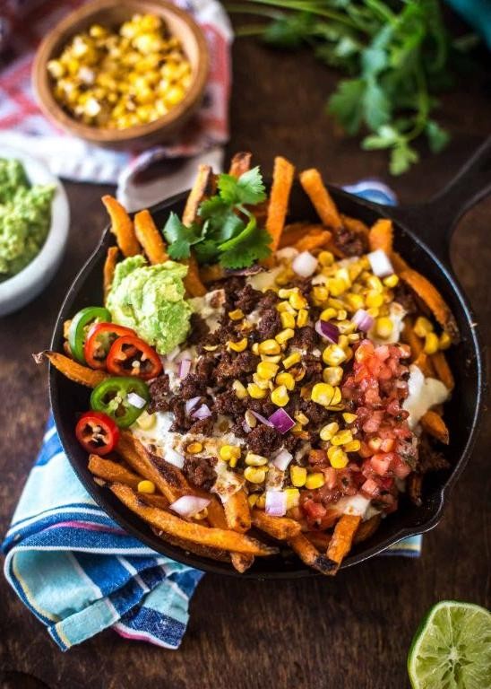 Sweet Potato and Chorizo Baked Nachos