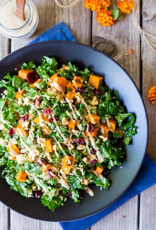 Sweet Potato and Kale Quinoa Bowl with Maple Dressing