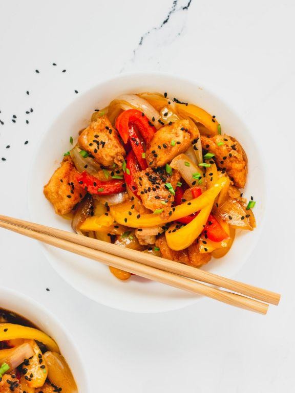 Sweet and Sour Chicken with Peaches