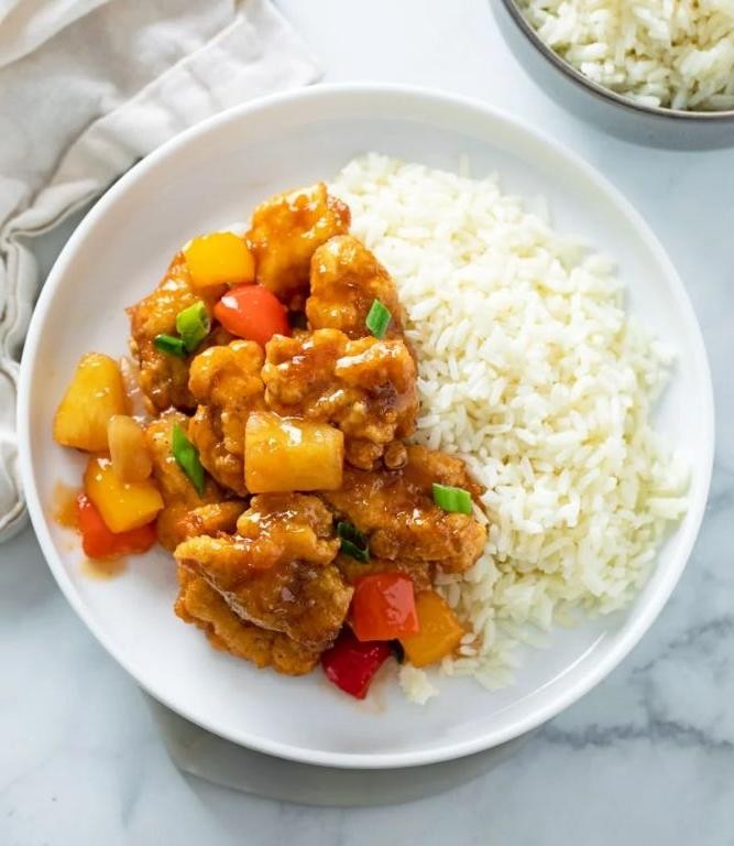 Sweet and Sour Chicken with White Rice