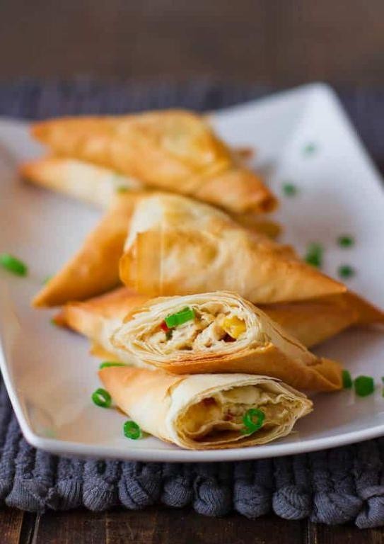 Sweet and Spicy Chicken Filo Triangles