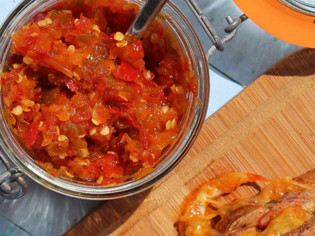 Sweet and Spicy Red Hot Pepper Chutney