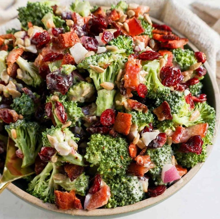 Sweet and Tangy Broccoli Salad with Dried Cranberries