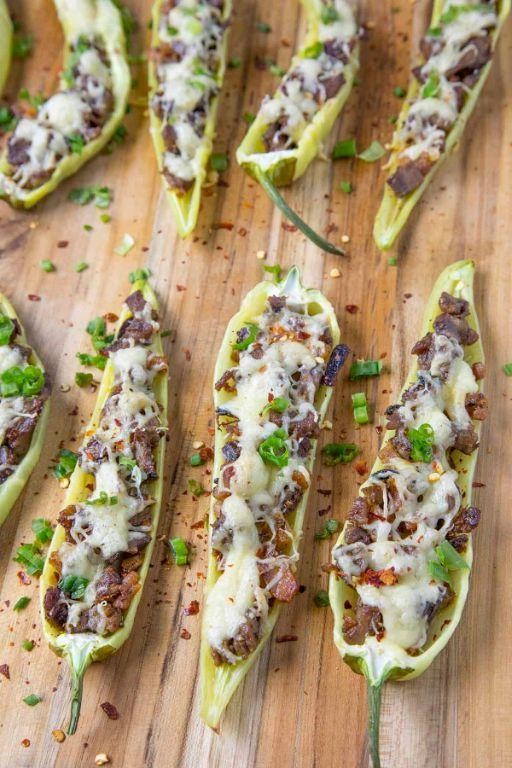 Taco Beef and Cheese Stuffed Banana Peppers