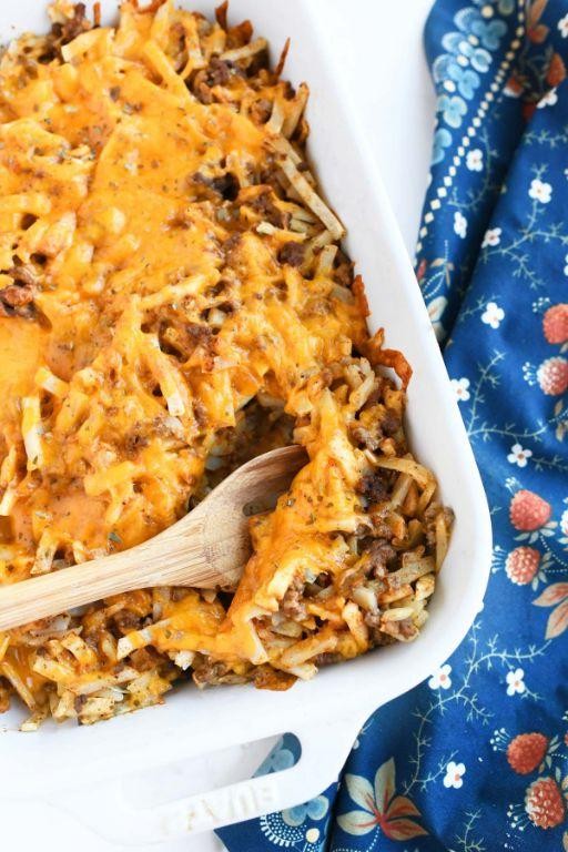 Taco Hamburger and Hash Brown Casserole