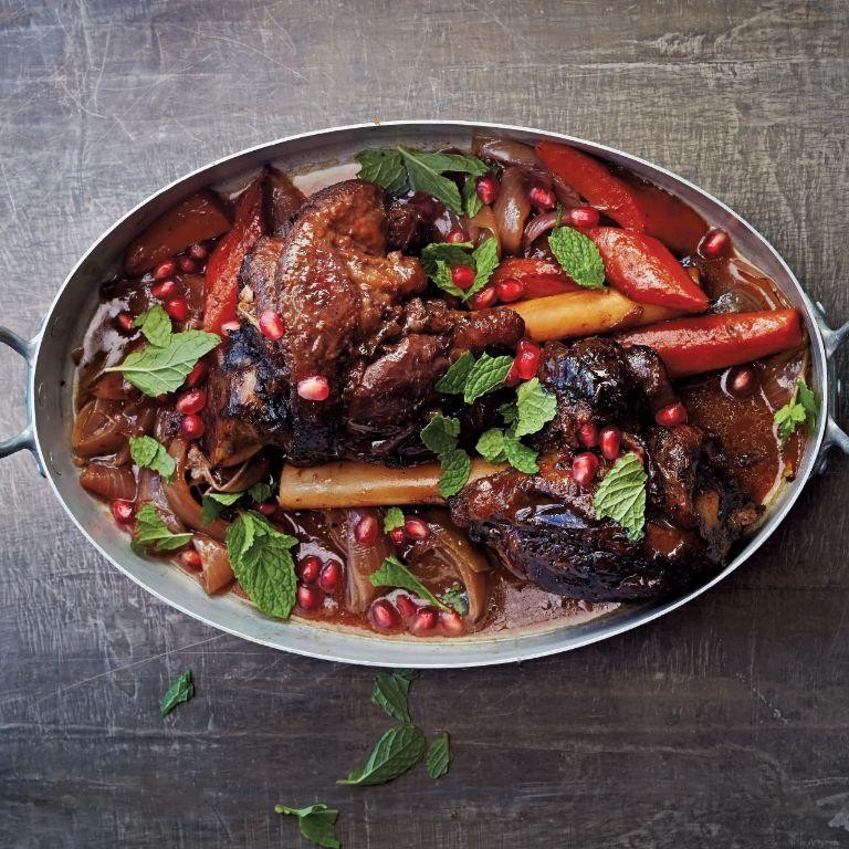 Tagine of Lamb Shanks with Mint and Pomegranate