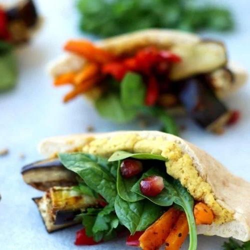 Tahini and Roasted Vegetable Pita Pockets