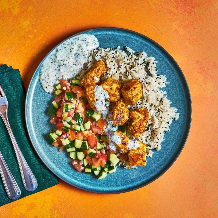 Tandoori Chicken Salad with Cucumber Mint Raita