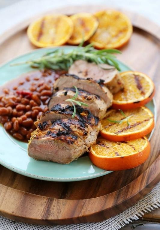 Tangy Barbecue Pork Loin Chops and Beans