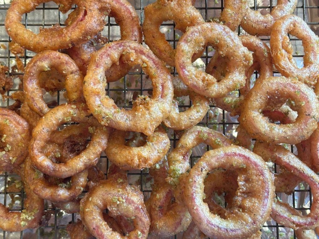 Tangy Dill Pickle Brined Onion Rings