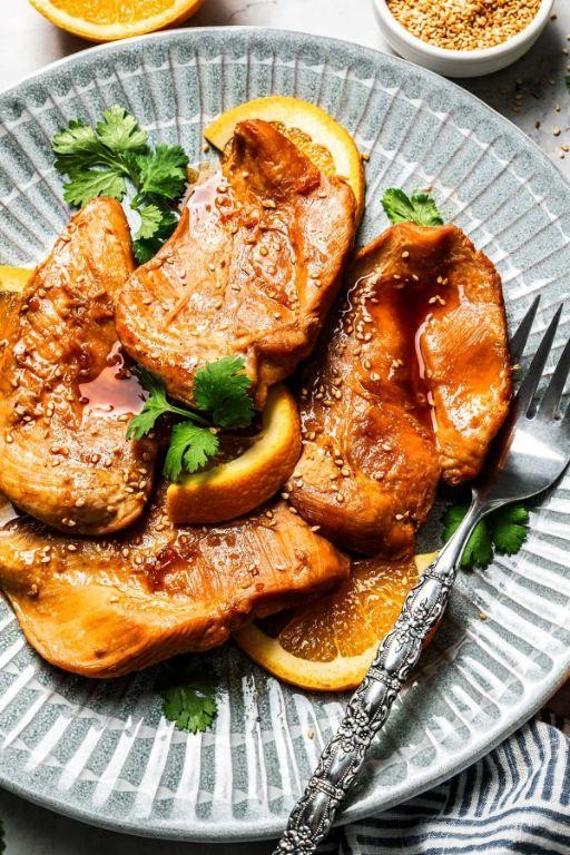 Tangy Orange Ginger Crockpot Chicken Tenderloins