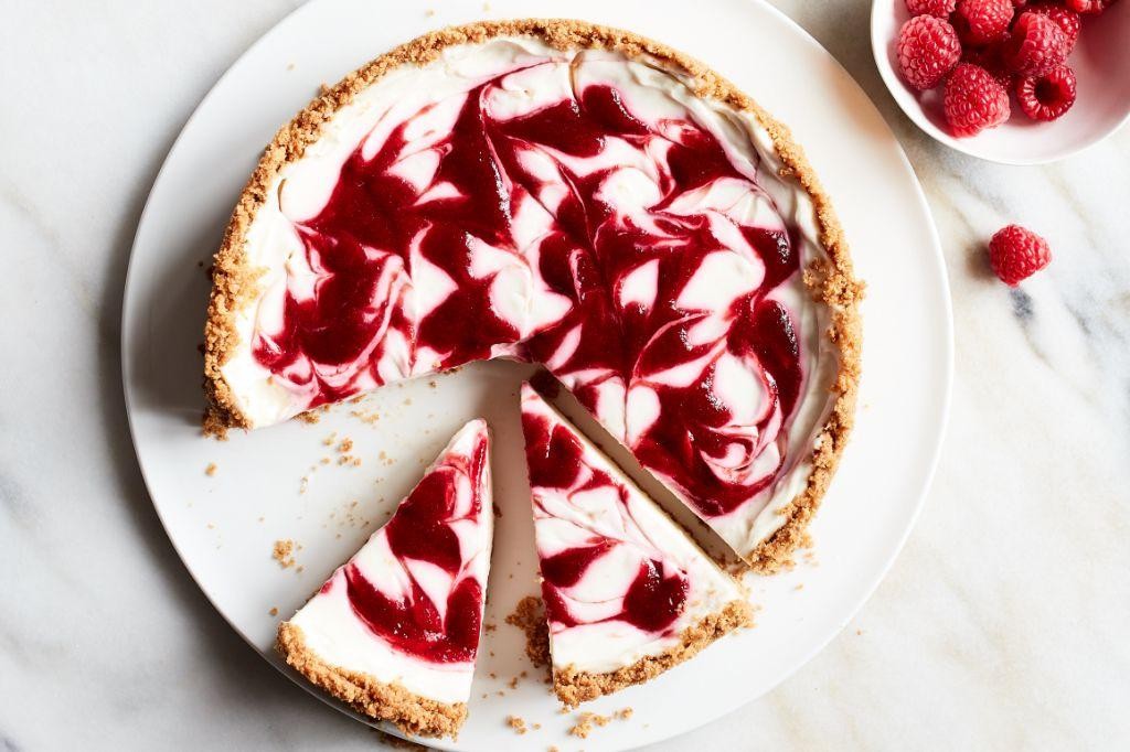 Tangy Raspberry Swirl Cheesecake