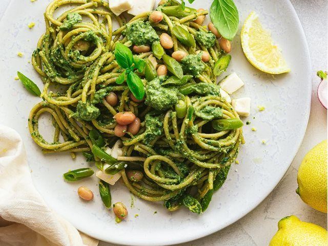 Tatsoi Pesto Pasta