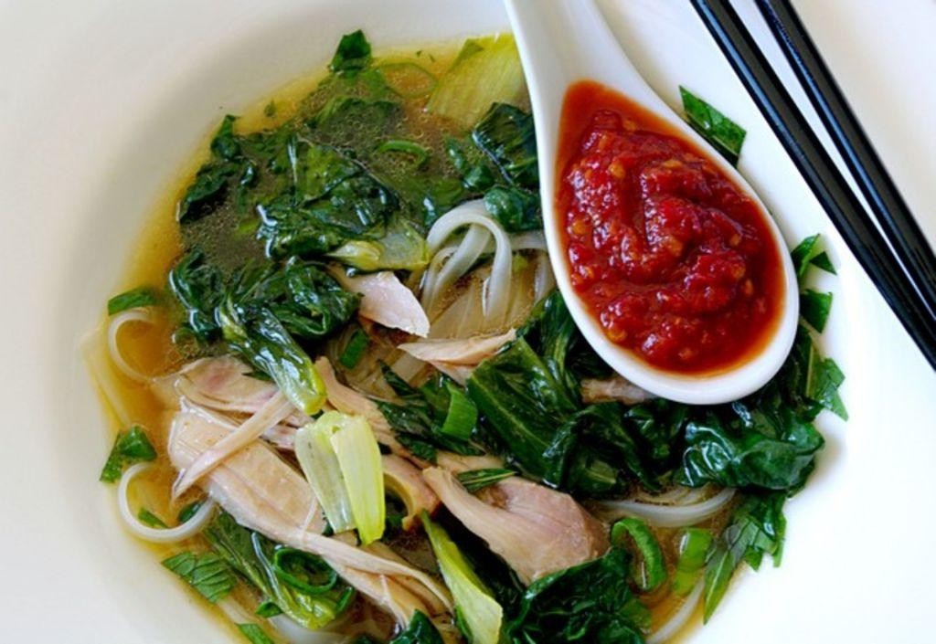 Tatsoi and Chicken Soup