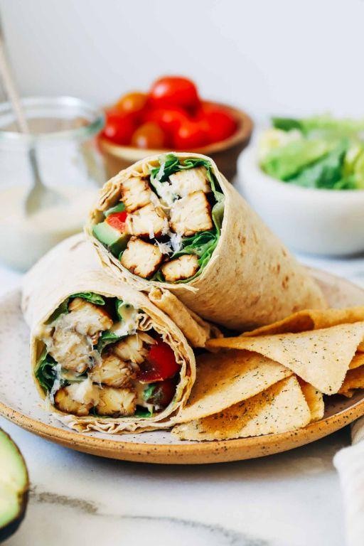 Tempeh Caesar Salad Wraps
