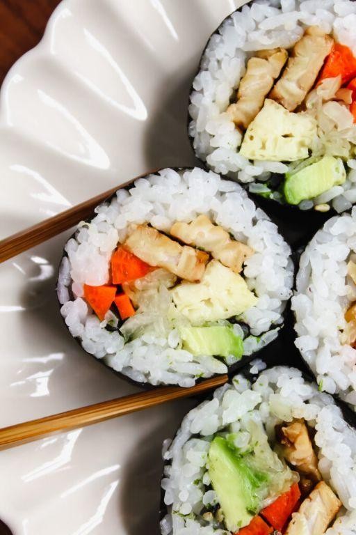 Tempeh and Avocado Sushi Rolls