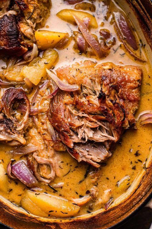 Tender Boston Butt with Apple Cider and Onions