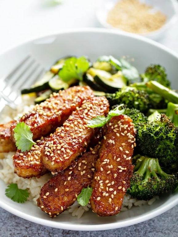 Teriyaki Baked Tempeh Strips