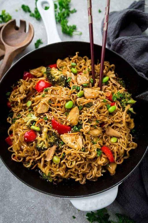 Teriyaki Chicken Stir Fry with Ramen Noodles