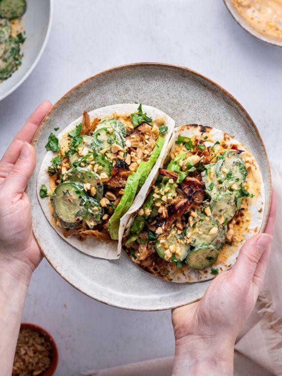 Teriyaki Crockpot Chicken Tacos