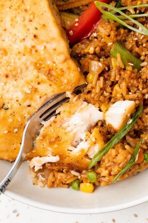 Teriyaki Fish with Mixed Vegetable Fried Rice