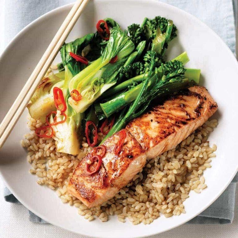 Teriyaki Glazed Salmon and Brown Rice