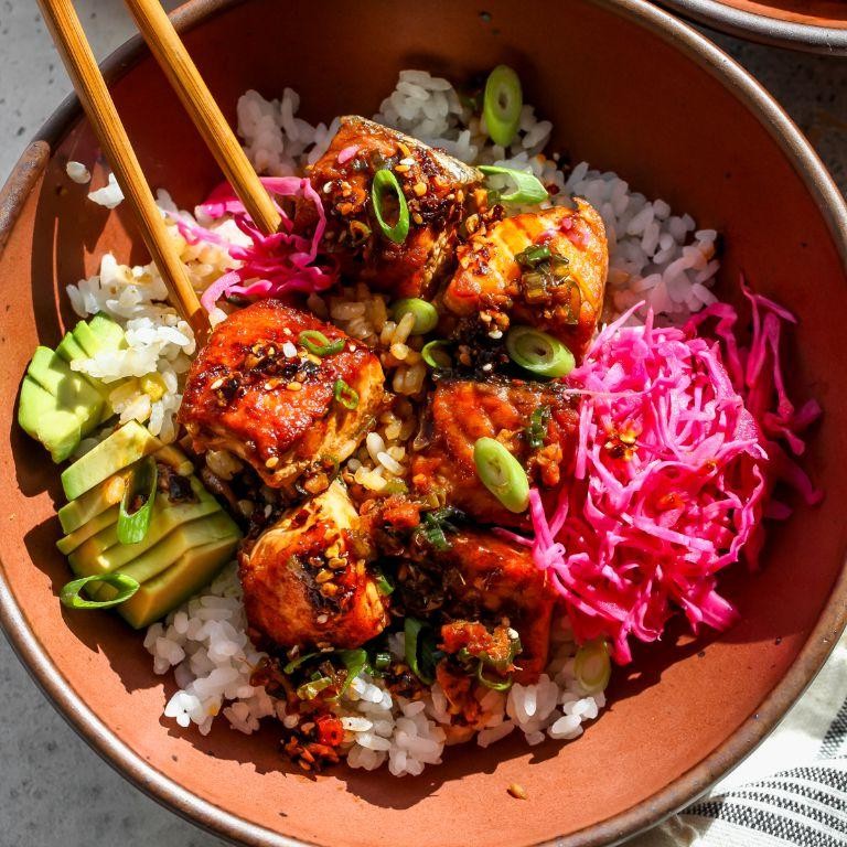 Teriyaki Salmon and Ginger-Scallion Orzo