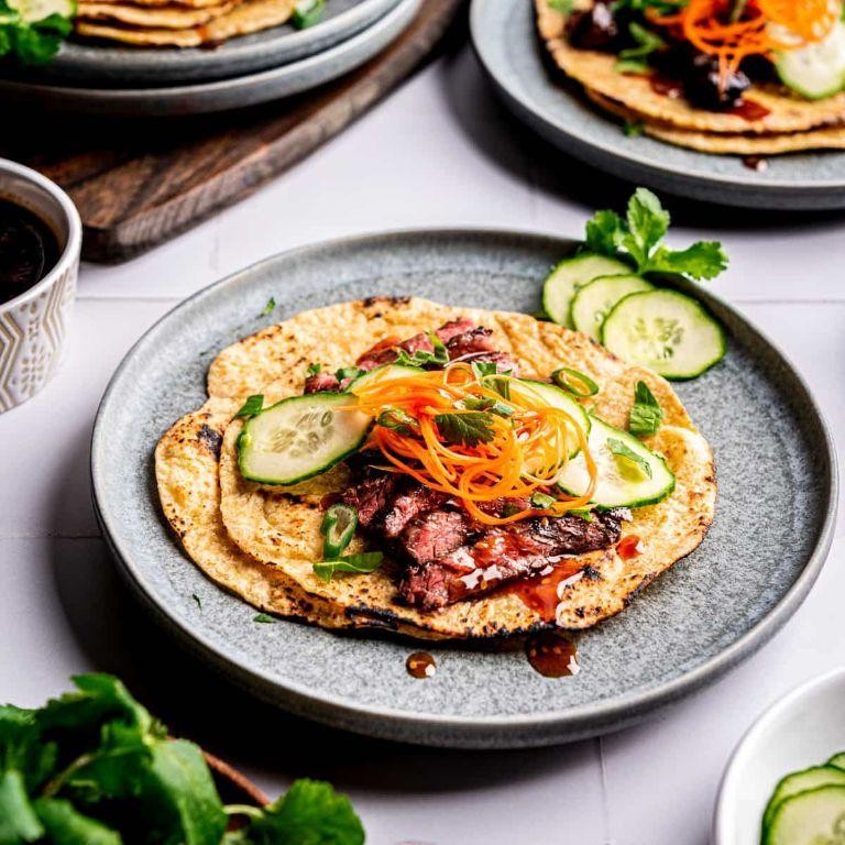 Teriyaki Skirt Steak Tacos with Pickled Vegetables