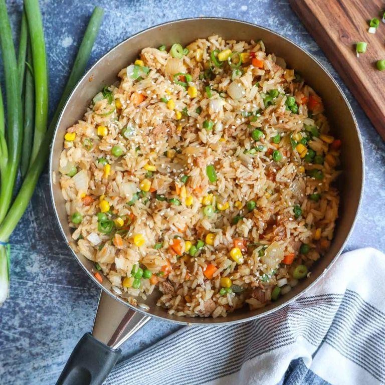 Teriyaki Tuna and Vegetable Rice Skillet