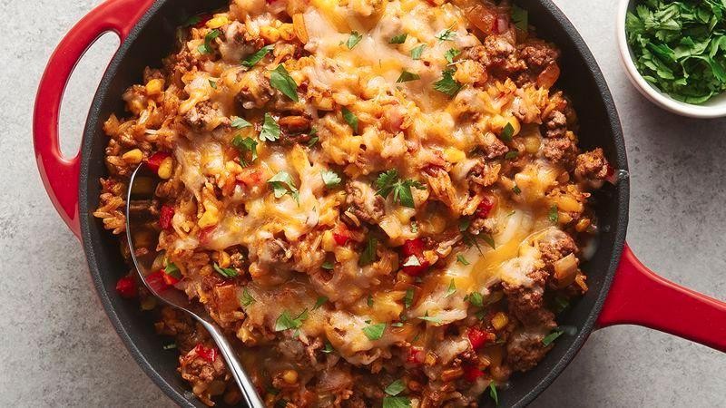 Tex-Mex Skillet with Ground Beef and Rice