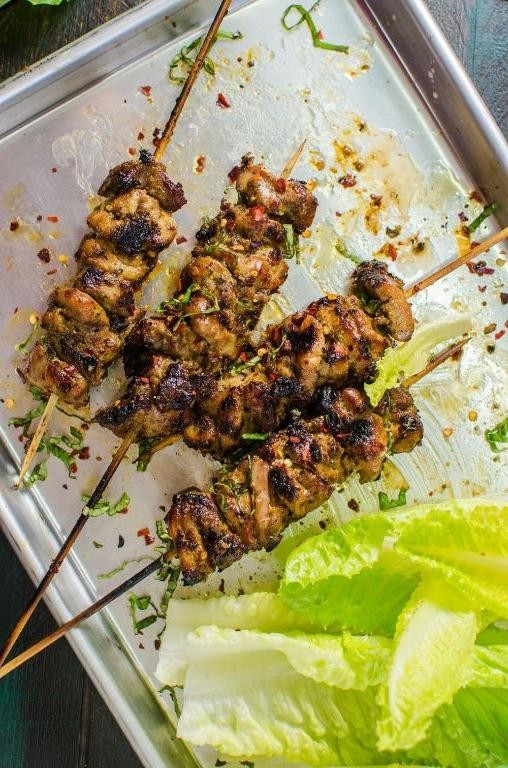Thai Basil Chicken Tenderloin Skewers